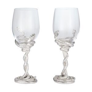 Olivia Riegel 2Pc Serpentina Wine Glass Set, Silver